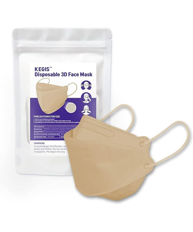 KEGIS Disposable 3D Face Mask (10PCS)_Beige