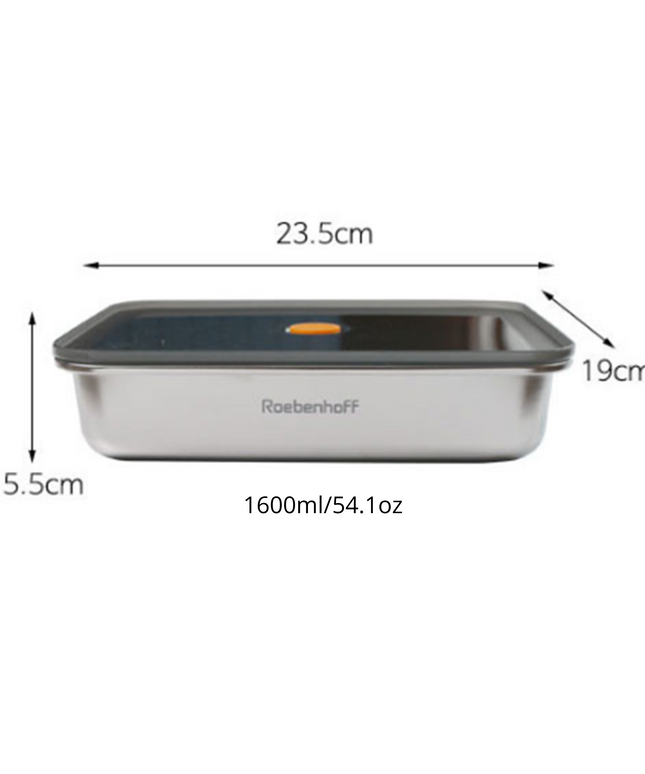 316 Stainless Steel Food Container 1600ml (Rectangle)