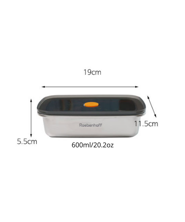 316 Stainless Steel Food Container 600ml (Rectangle)